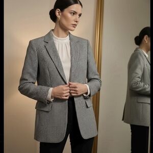 MaxMara Black and White Checkered Blazer